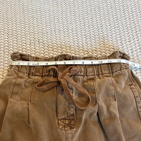 Free the people button fly ankle pleated pants/Brown high-waisted /drawstring /S - Picture 13 of 16
